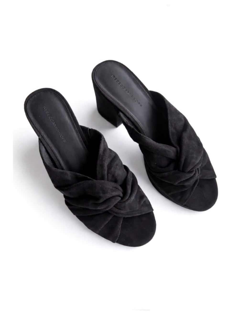 Rebecca Minkoff Jaden Suede Platform Heeled Slides Mules Size 9 Black